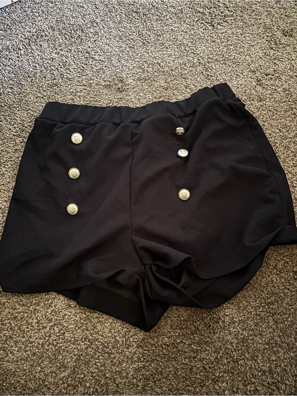 High-Waist Black Button Front Women’s Shorts